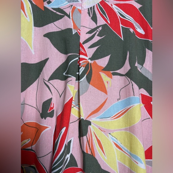 Soft Works Linen Blend Sleeveless Pink Floral, Tropical Dress w Pockets. XXL - Picture 9 of 10